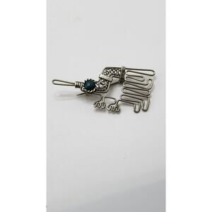 Vintage Modernist Figural Brooch Pendant Turquoise